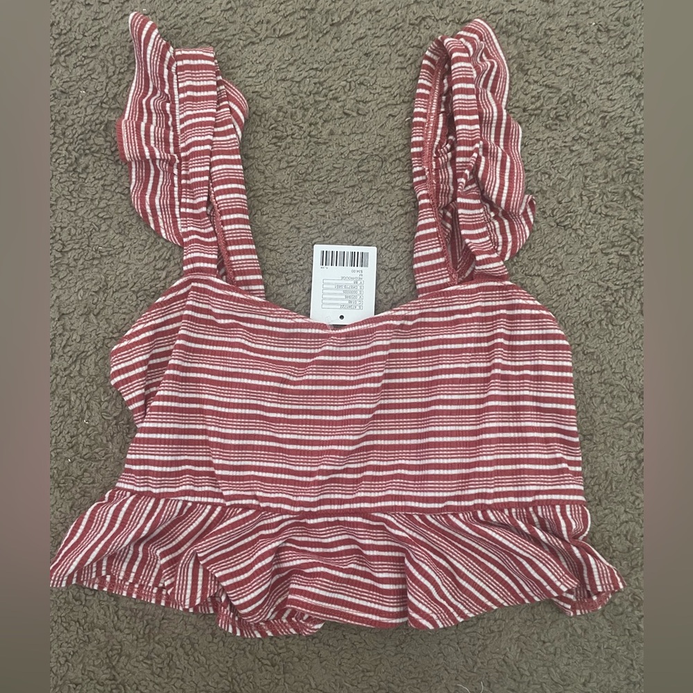 Urban Outfitters Red and White Crop Tank Top (NWT)